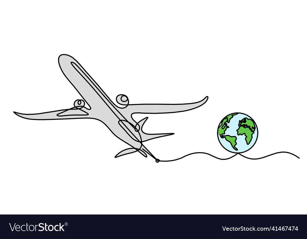 Abstract color plane with globe as line drawing Vector Image Abstract color plane with globe as line drawing