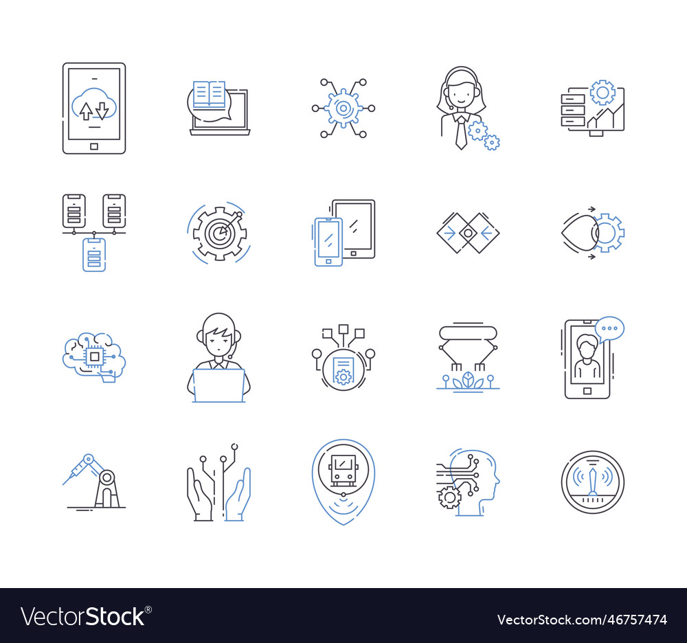Automation and high tech outline icons collection vector image Automation and high tech outline icons collection