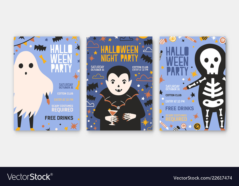 Bundle of halloween party invitation flyer or Vector Image