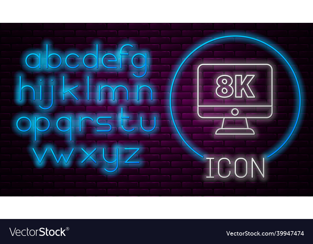 Glowing neon line computer pc monitor display vector image Glowing neon line computer pc monitor display