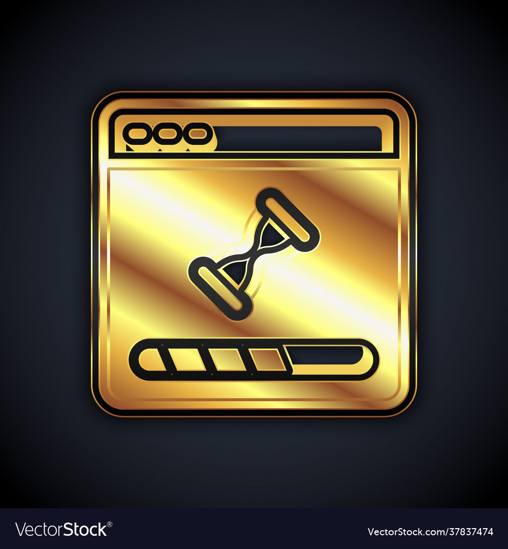 Gold loading a data window with progress bar vector image Gold loading a data window with progress bar