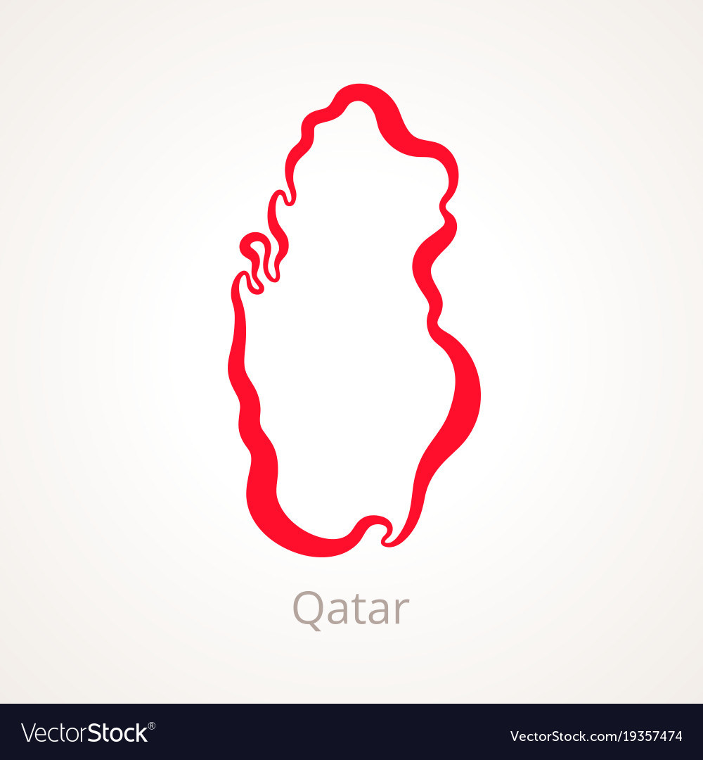 Outline Map Of Qatar Marked With Red Line Vector Image Outline Map Of Qatar Marked With Red Line Vector Image