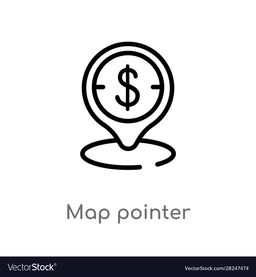 Outline Map Pointer Icon isoliert schwarz einfach