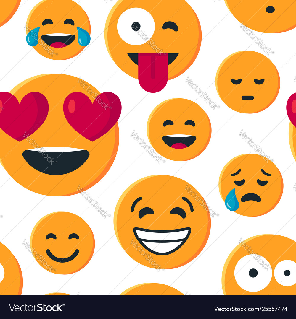 Seamless pattern with simple yellow emoji