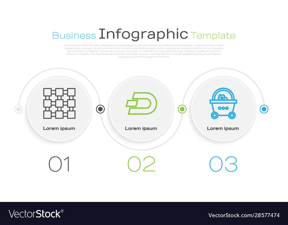 Set line blockchain technology cryptocurrency vector image Set line blockchain technology cryptocurrency