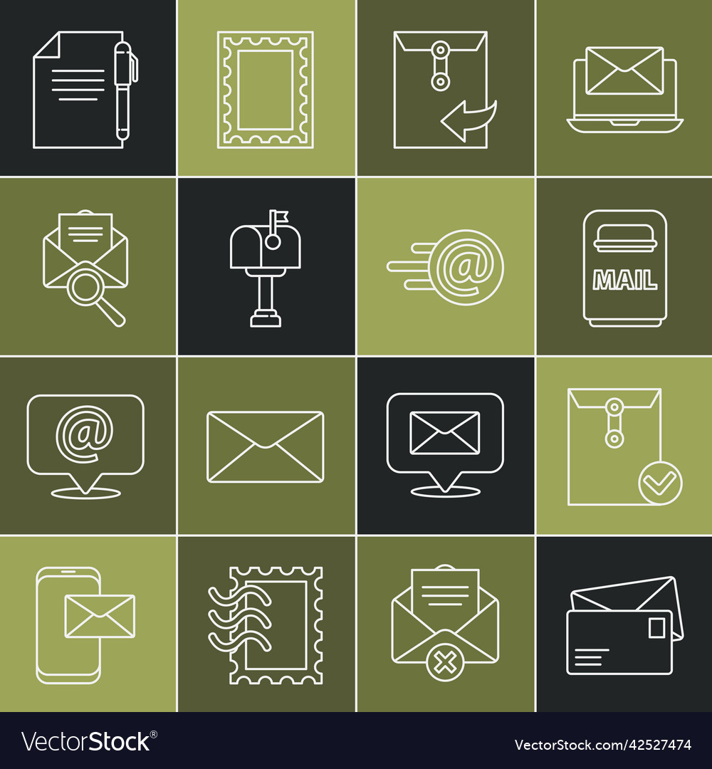 Set line envelope and check mark mail box vector image Set line envelope and check mark mail box