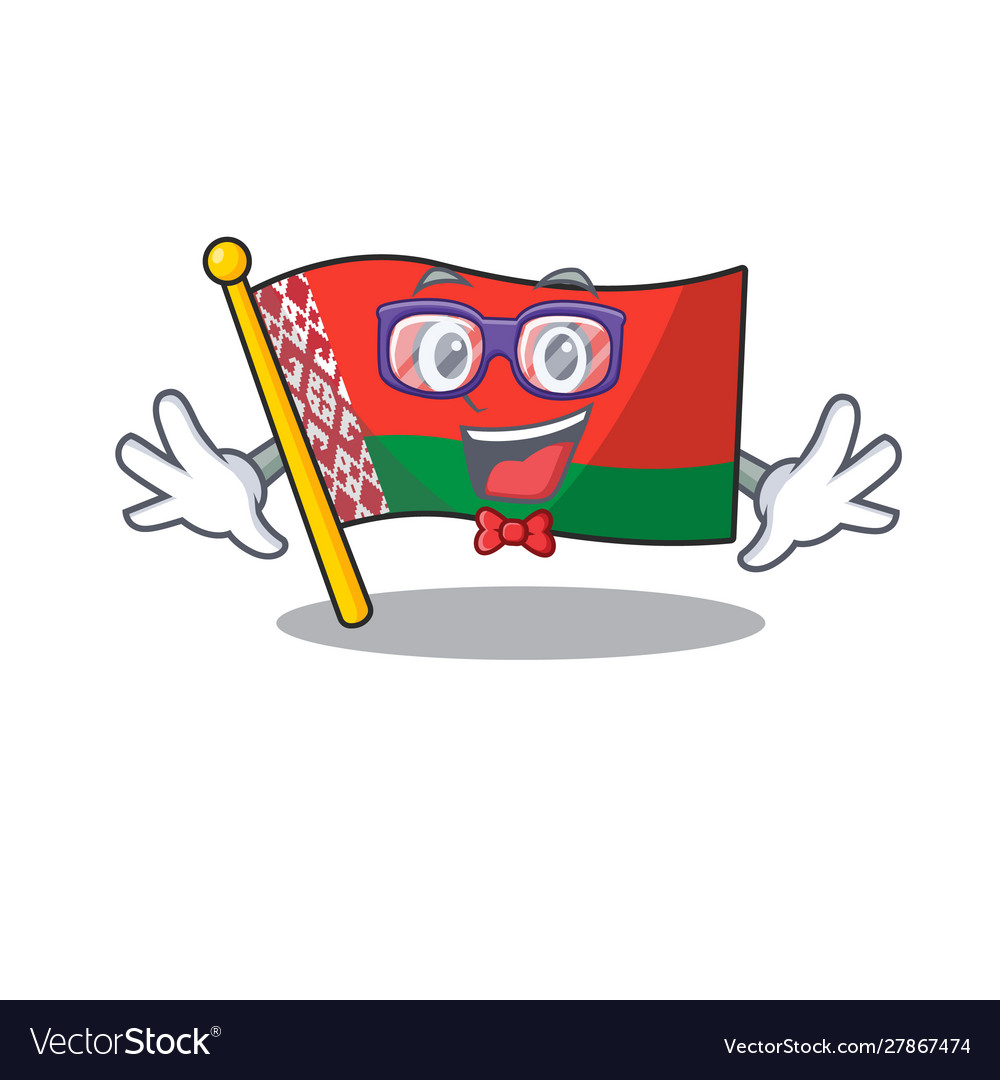 Smiling geek flag belarus cartoon character style