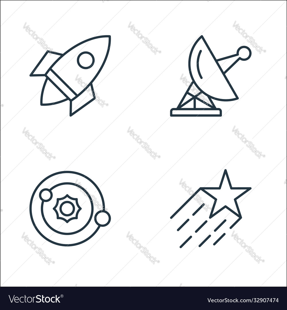 Space line icons linear set quality