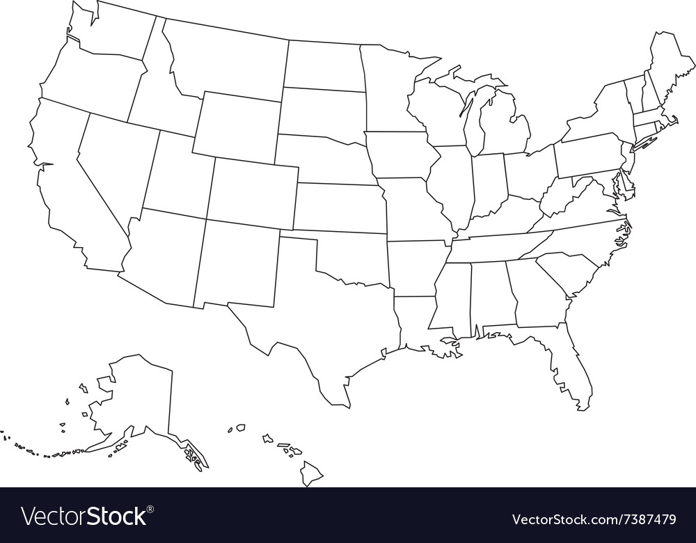 outline map of usa Blank Outline Map Of Usa Royalty Free Vector Image outline map of usa