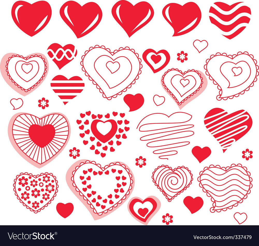 Collection of different heart shapes Royalty Free Vector