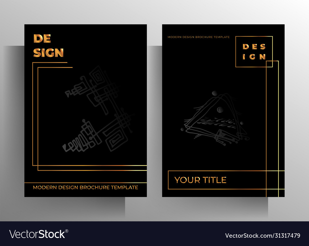 Cover template set design with hand-drawn graphic