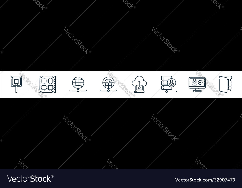 Database and servers line icons linear set