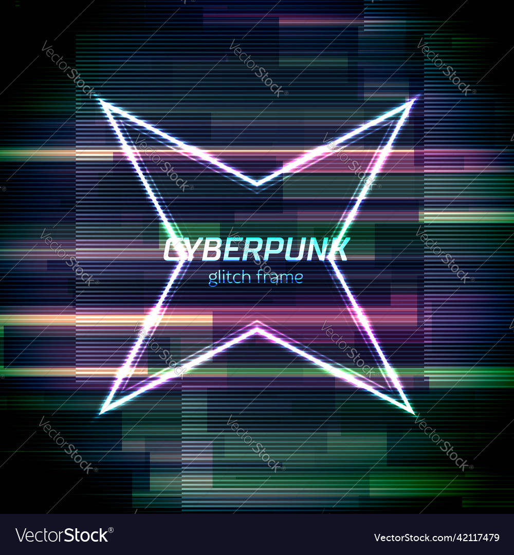 Glitch cyberpunk frame with technology error vector image Glitch cyberpunk frame with technology error