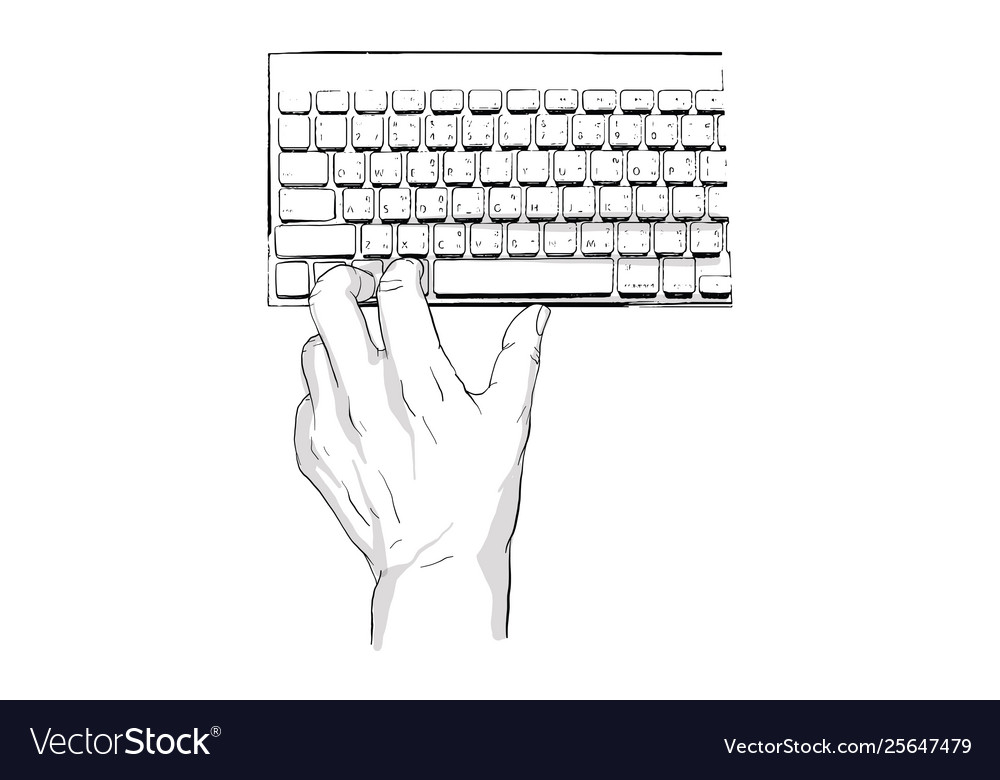 Hand typing computer keyboard