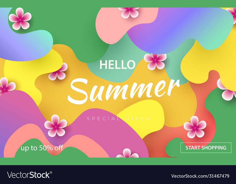 Hello summer typographic design with abstract