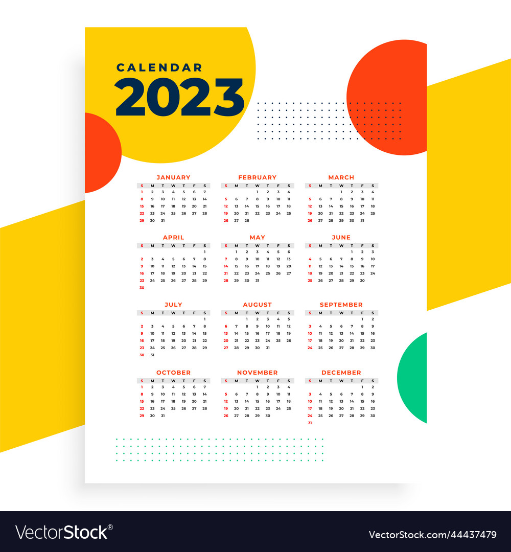 Modern style 2023 calendar layout for event Vector Image