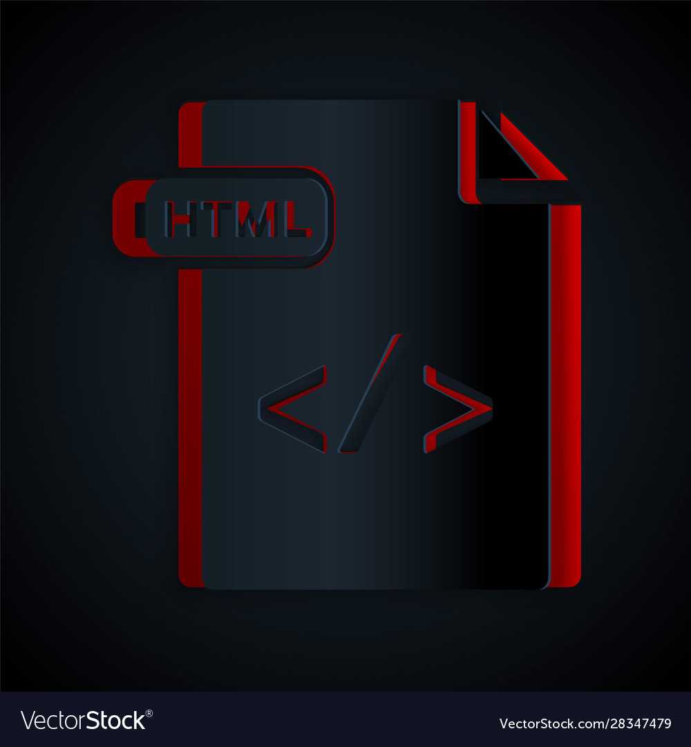 Paper cut html file document download button vector image Paper cut html file document download button