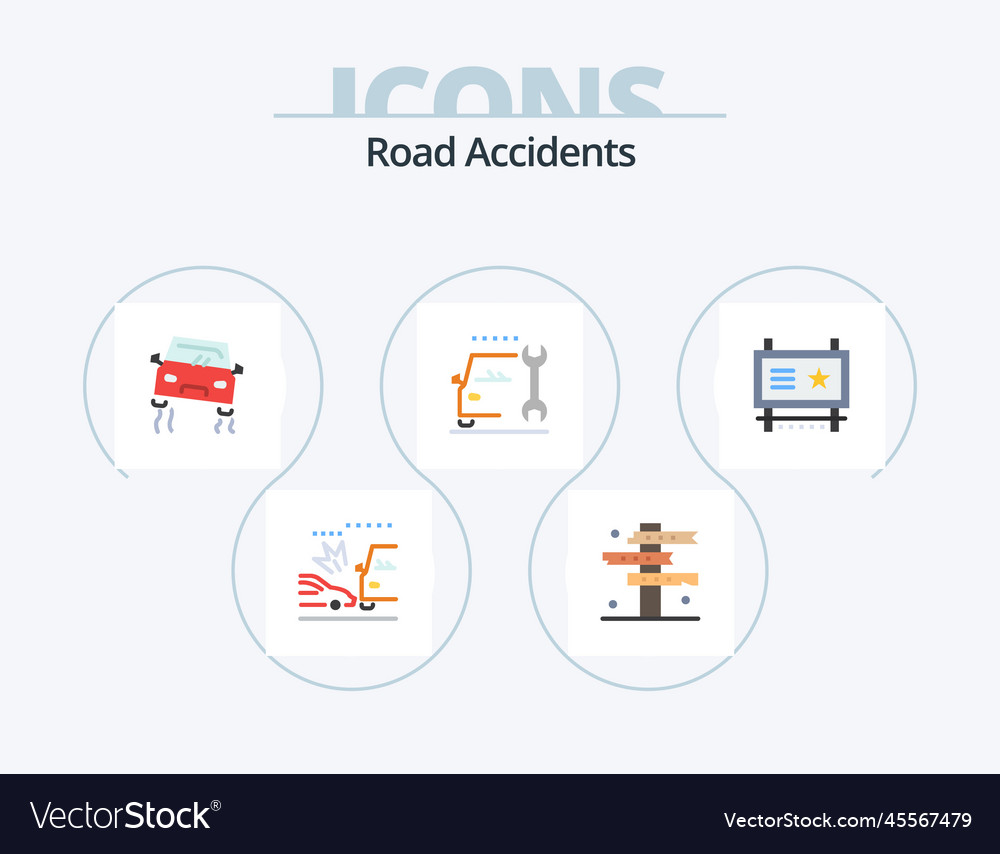 Road accidents flat icon pack 5 design ad