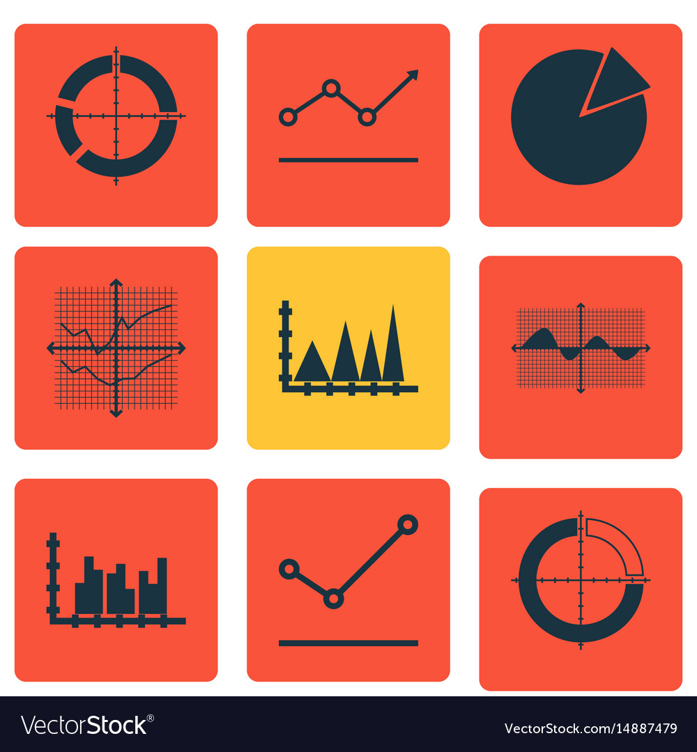Set of graphs diagrams and statistics icons