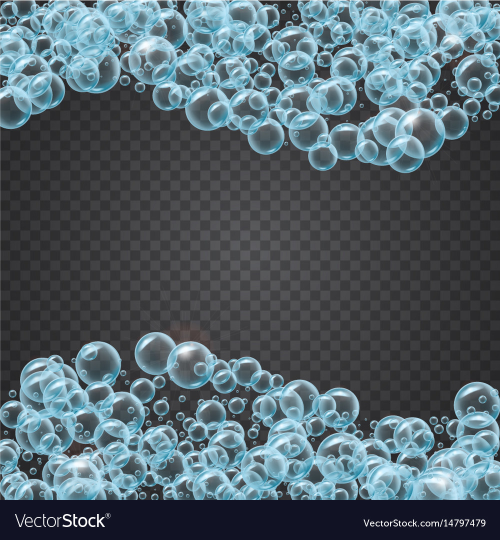 Shampoo frame of realistic water bubbles