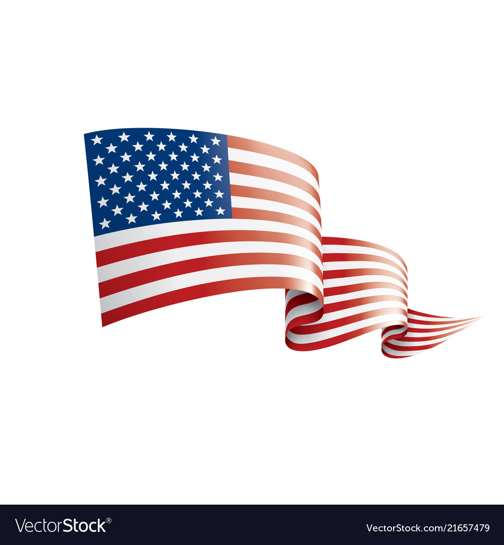 USA Flag on White Background
