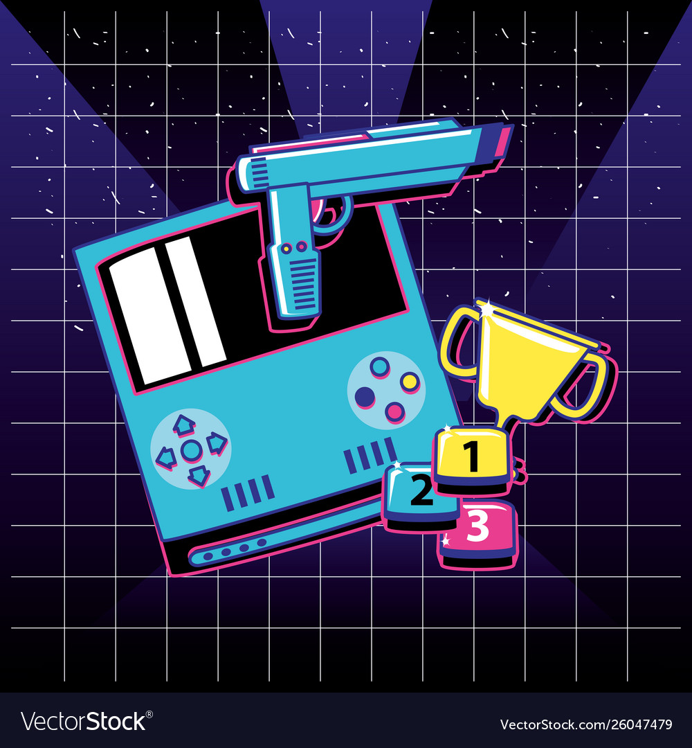 Video game handle retro style with icons