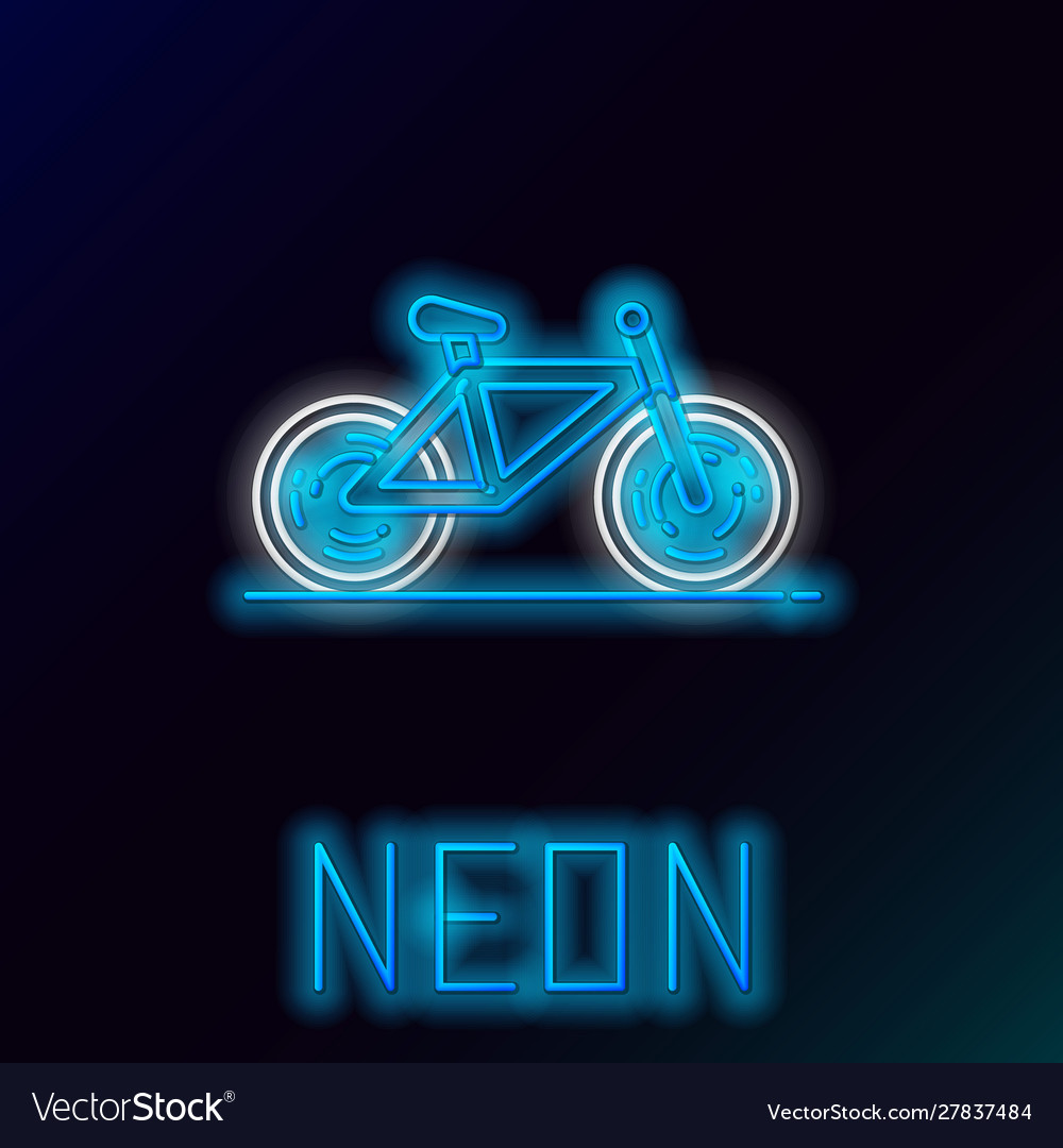 Blau leuchtende Neon Linie Fahrrad-Ikone isoliert vector image Blau leuchtende Neon Linie Fahrrad-Ikone isoliert
