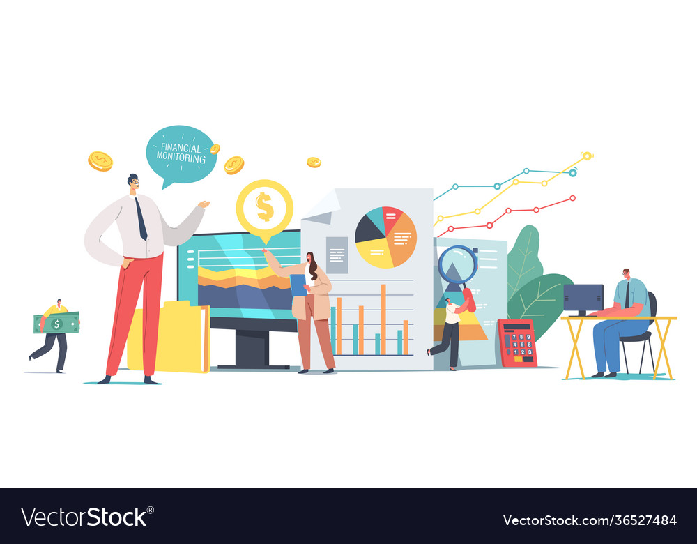 Business Characters Analyzing Data