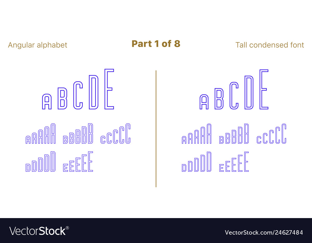 Condensed outlined sans serif font angular vector image Condensed outlined sans serif font angular