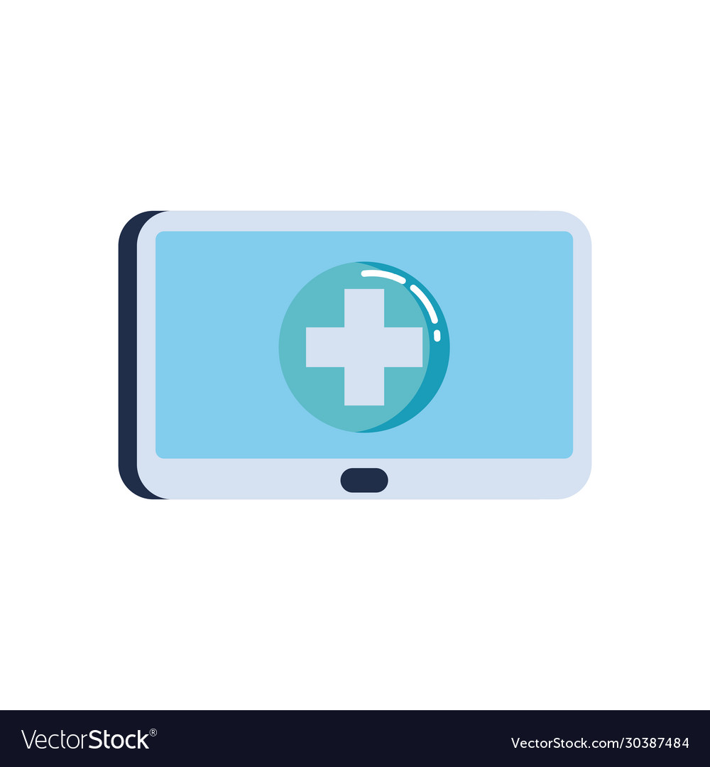 Cross inside tablet flat style icon design