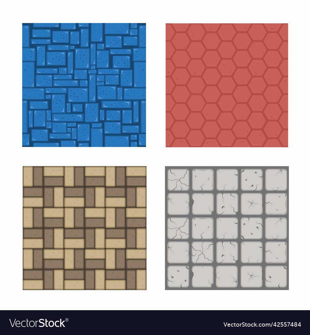 Flat set ground textures for game patterns vector image Flat set ground textures for game patterns