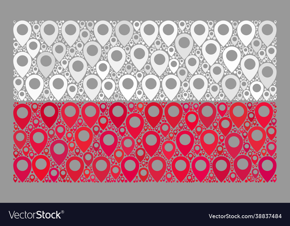 Guide poland flag - mosaic with map markers vector image Guide poland flag - mosaic with map markers