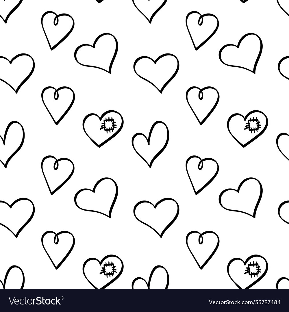 Heart shapes seamless pattern on white background