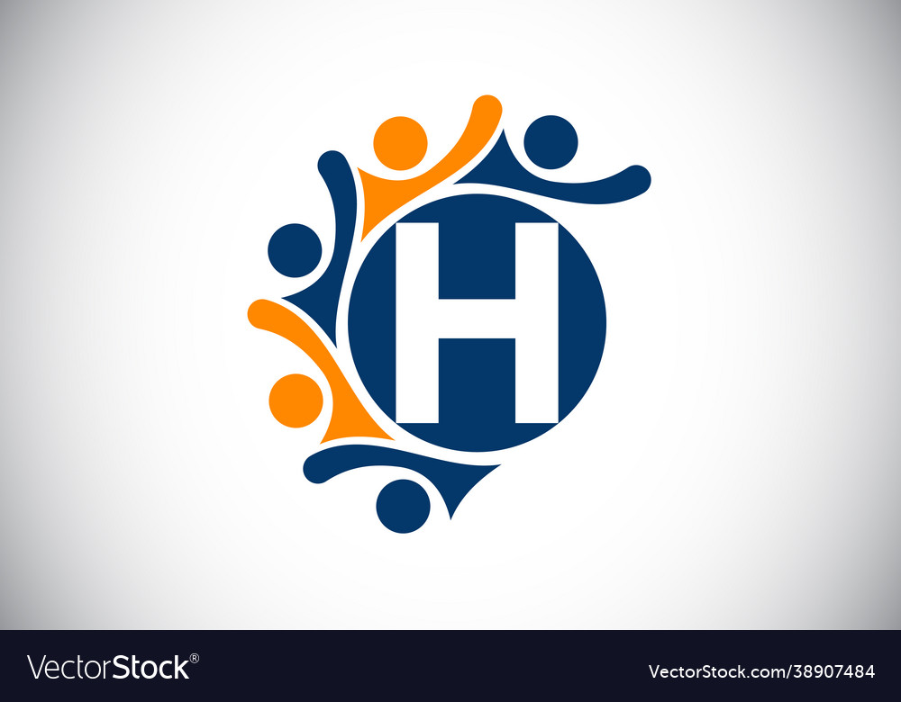 Initial h monogram alphabet with connecting