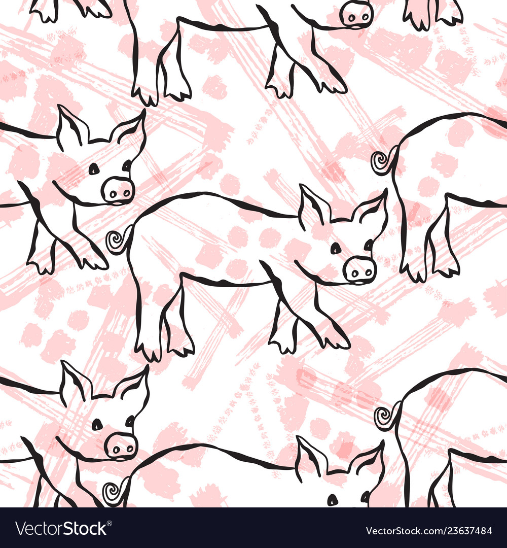 Pig seamless pattern vector image Pig seamless pattern