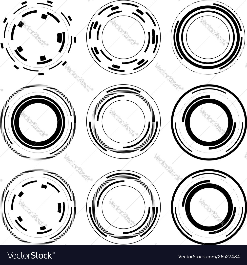 Random circles with dashed lines randomness vector image Random circles with dashed lines randomness