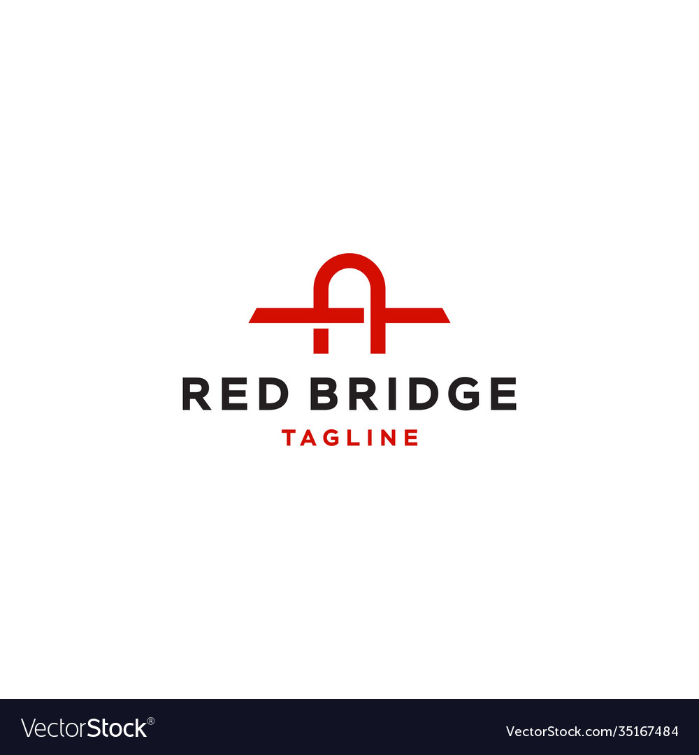 Red bridge logo icon line Royalty Free Vector Image