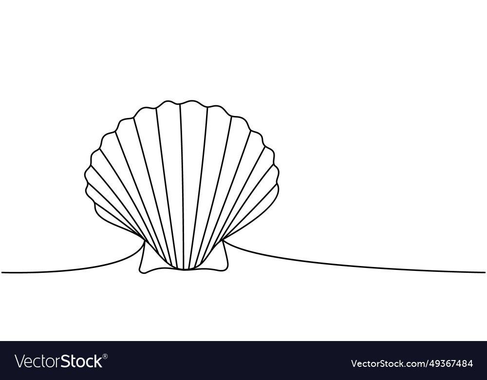 Scallop shellfish one line continuous drawing