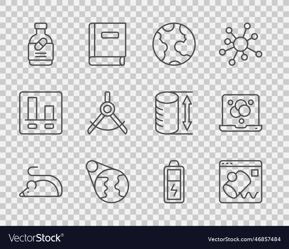 Set line experimental mouse data visualisation vector image Set line experimental mouse data visualisation