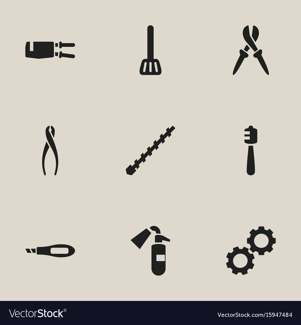 Set of 9 editable tools icons includes symbols