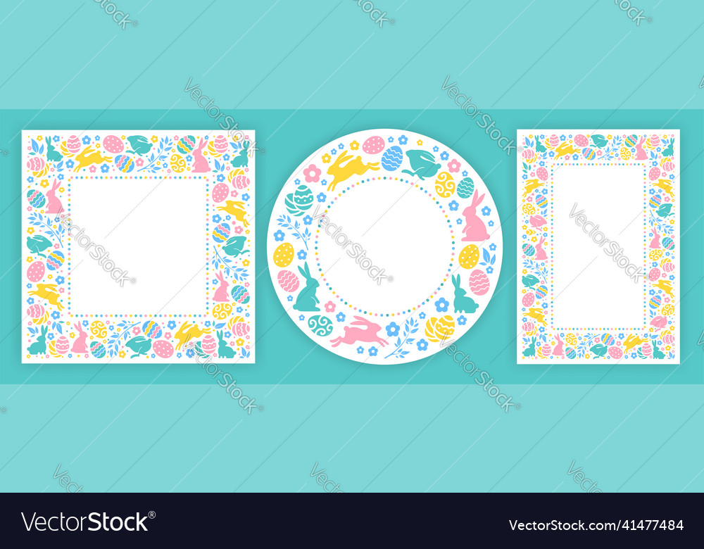 Set of frames borders for easter vector image Set of frames borders for easter