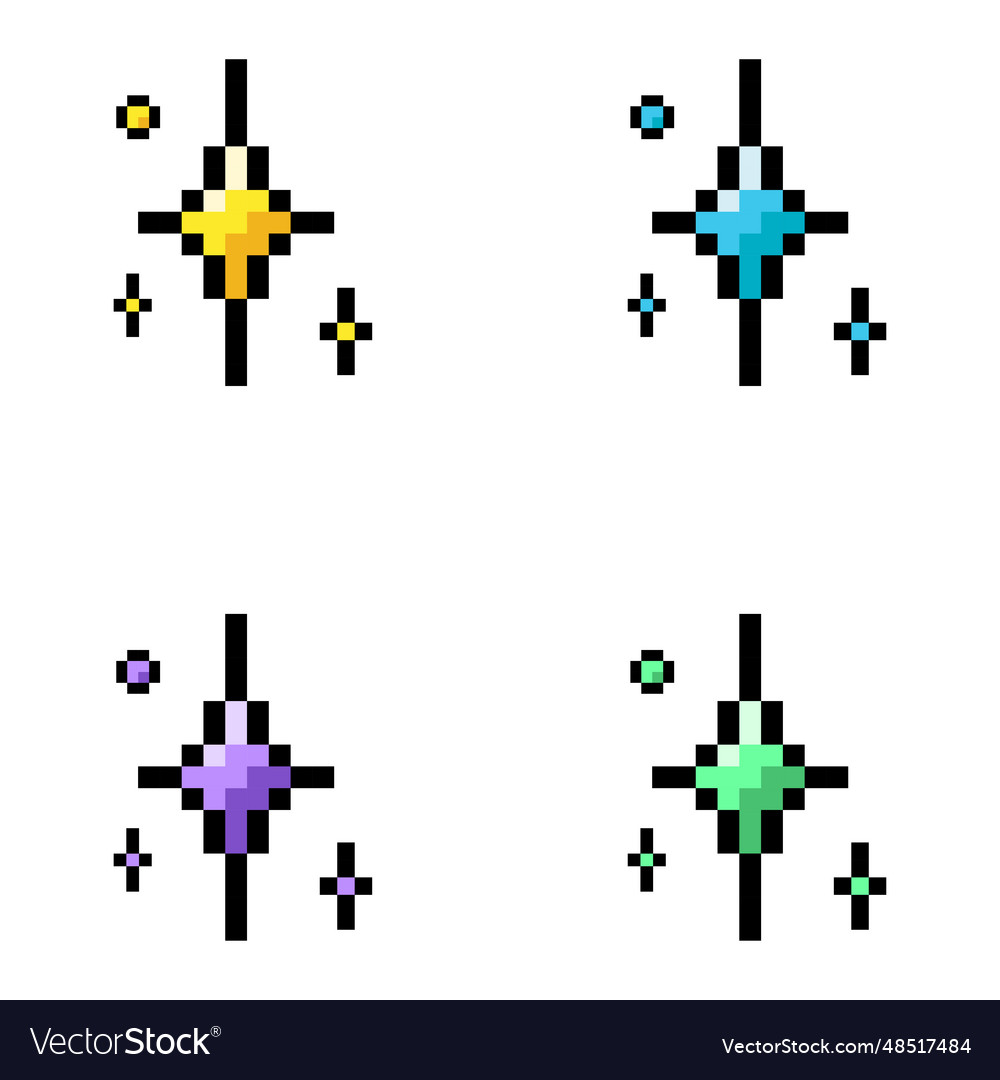 Set of pixel sparkle 8 bit style
