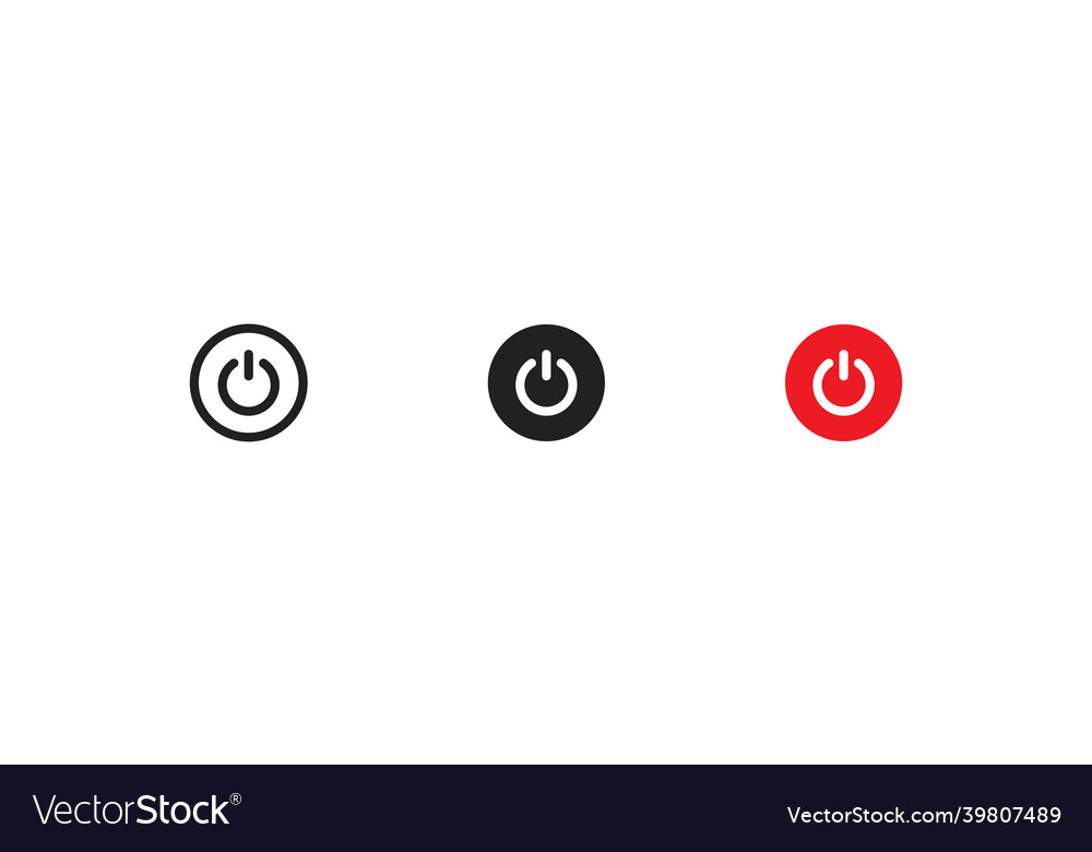 Button power simple icon set start and off