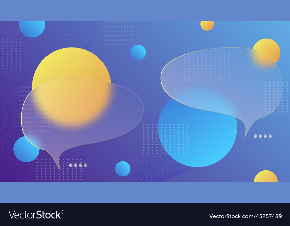 Chat dialog boxes in glass morphism effect style vector image Chat dialog boxes in glass morphism effect style