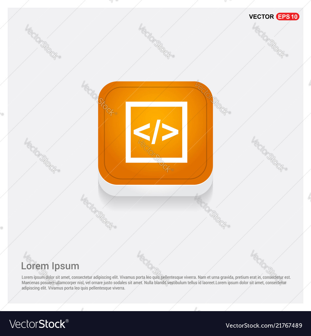 Code icon orange abstract web button vector image Code icon orange abstract web button