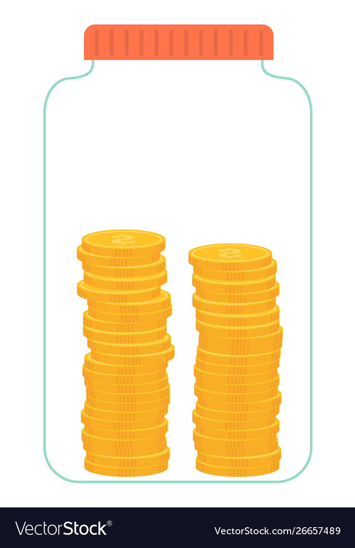 Gold dollar coins placed in jar with cap