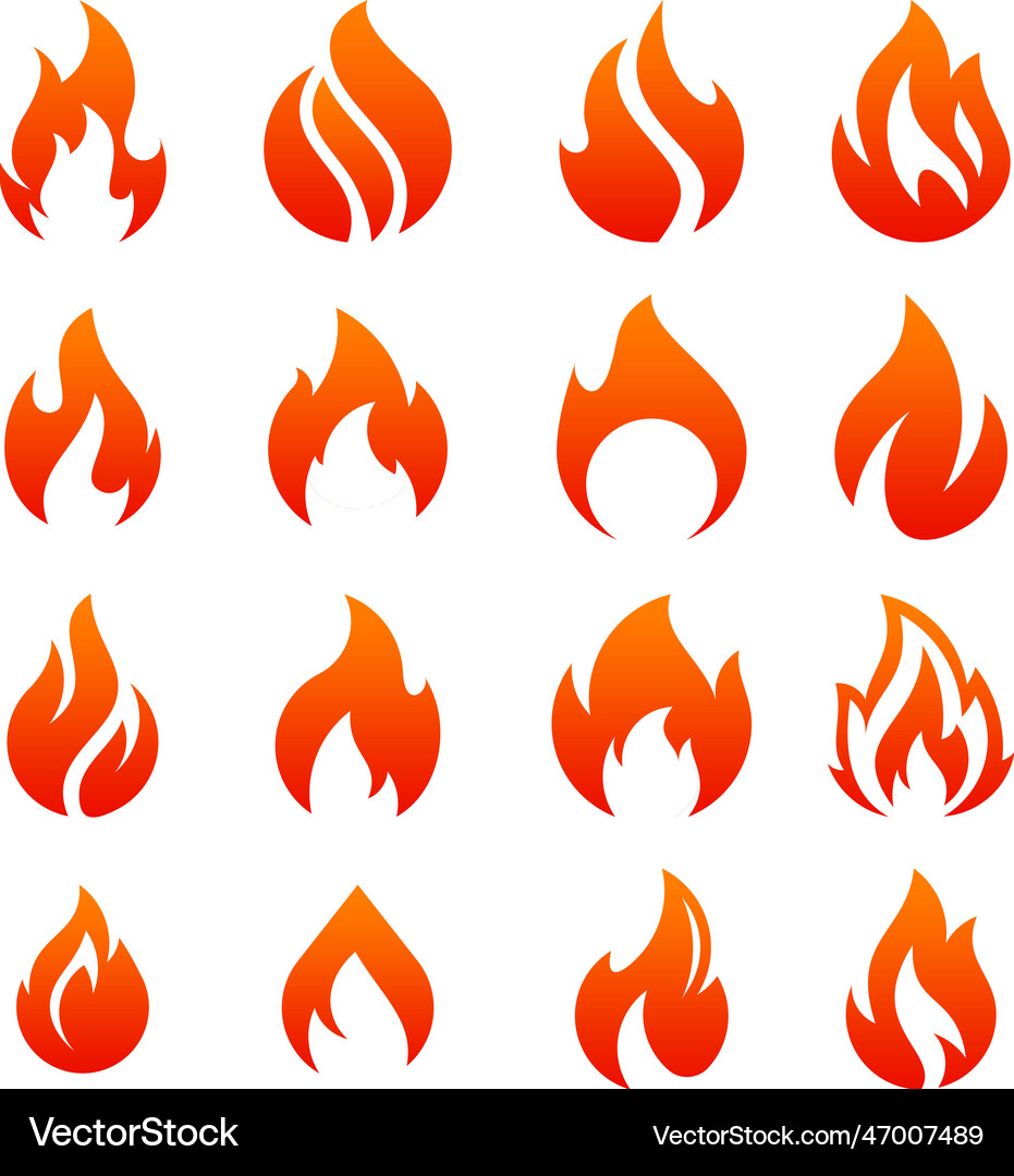 Icon set fire flame logo Royalty Free Vector Image