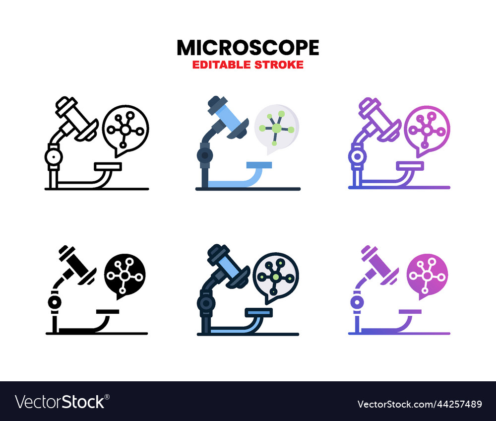 Microscope icon set with different styles vector image Microscope icon set with different styles