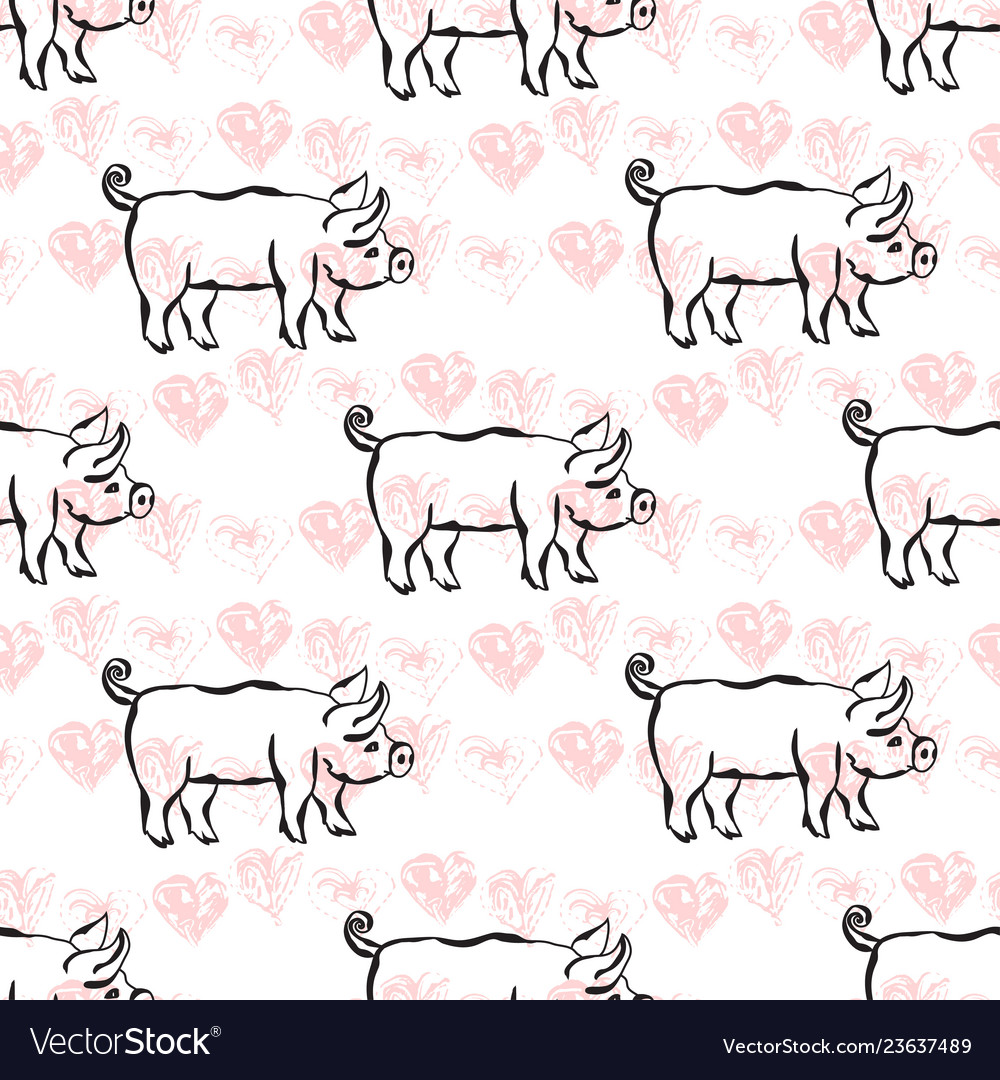 Pig seamless pattern vector image Pig seamless pattern