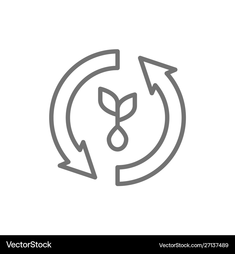Seed growth recycle plant line icon Royalty Free Vector